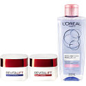 Loreal Paris Revitalift denní krém 50 ml + noční krém 50 ml + micelární voda pro normální až suchou, citlivou pleť 200 ml, kosmetická sada