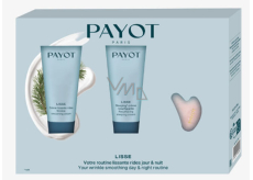 Payot Lisse Sleeping Creme Resurfacante vyhlazující a regenerační noční krém proti vráskám 30 ml + Lisse Creme Lissante Rides ochranný a vyhlazující denní krém proti vráskám 30 ml + Gua Sha masážní kámen, kosmetická sada pro ženy