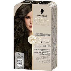 Schwarzkopf Creme Supreme barva na vlasy 5-1 chladná světle hnědá 60 ml