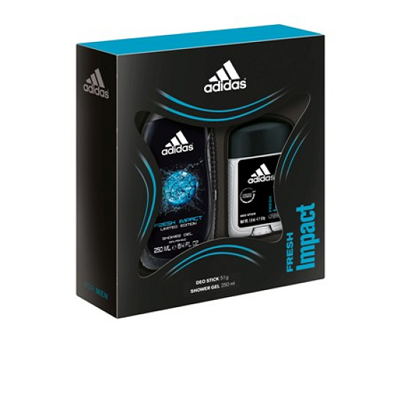 Adidas Fresh Impact deodorant stick 51 g + sprchový gel 250 ml, pro muže kosmetická sada