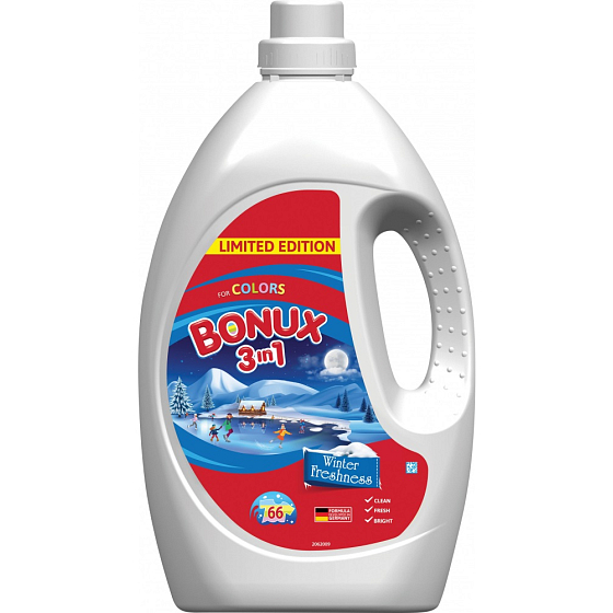 Bonux Color Winter Freshness 3v1 tekutý prací gel na barevné prádlo 66 dávek 3,63 l