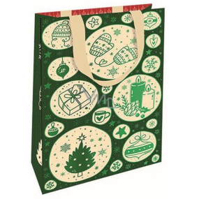 Nekupto Dárková papírová taška 11 x 17,5 x 8 cm Vánoční dárečky zelené