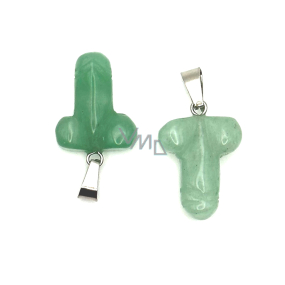 Aventurín Penis pro štěstí, přívěsek přírodní kámen ručně broušený cca 11 x 22 mm, kámen štěstí