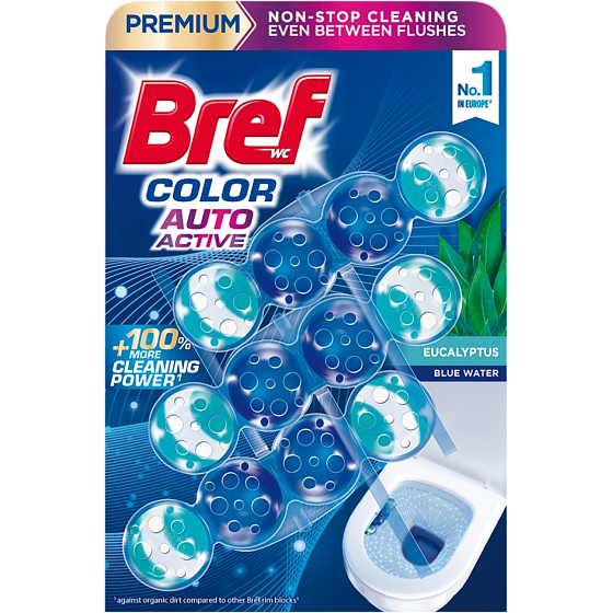 Bref WC blok Color Auto Active Eucalyptus, 3 × 50 g
