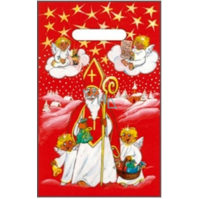 Anděl Igelitová taška 32 x 20 cm červená Mikuláš, andílci