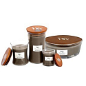 WoodWick Sand & Driftwood - Písek a naplavené dřevo vonná svíčka s dřevěným knotem a víčkem sklo malá 85 g