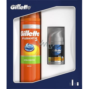 Gillette Fusion5 Ultra Sensitive gel na holení 200 ml + Pro 3v1 balzám po holení 50 ml, kosmetická sada pro muže
