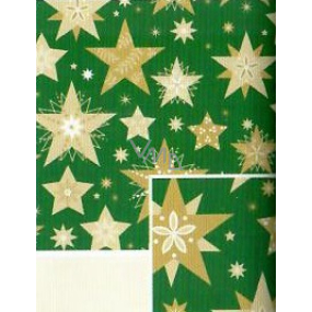 Nekupto Dárkový balicí papír 70 x 500 cm Vánoční zelený zlaté hvězdy