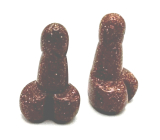 Goldstone zlatý Penis pro štěstí, přírodní kámen na postavení cca 3 cm