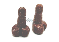 Goldstone zlatý Penis pro štěstí na postavení cca 3 cm, kámen ambicí