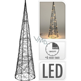 Kovová LED dekorace vánoční černá Kužel 165 x 600 mm s časovačem, teplá bílá
