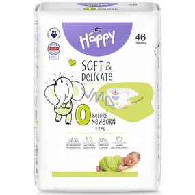 Bella Happy 0 Before Newborn od 0 - 2 kg jednorázové plenky pro předčasně narozené děti a pro novorozence s nízkou porodní váhou 46 kusů