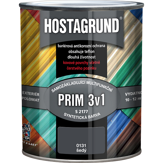 Hostagrund Prim 3v1 S2177 základní i vrchní barva na kov, 0131 šedá, 600 ml