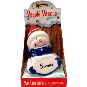 Nekupto Sněhuláček se jménem Tomáš Vánoční dekorace rozměr 8 cm
