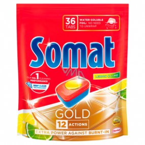 Somat Gold 12 Action Lemon & Limea Tablety do myčky, pomáhají odstranit i odolné nečistoty bez předmytí 36 tablet