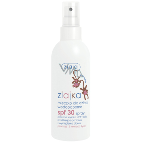 Ziaja Ziajka SPF30 voděodolné mléko na opalování pro děti od 1 roku sprej 170 ml