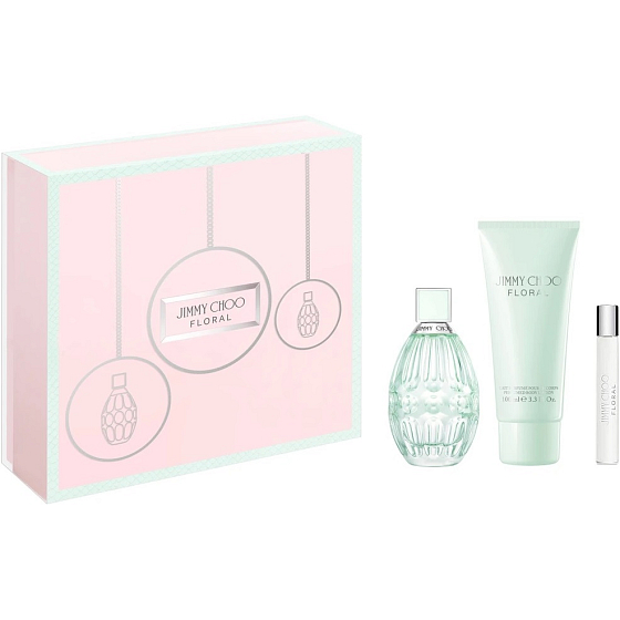 Jimmy Choo Floral toaletní voda pro ženy 90 ml + tělové mléko 100 ml + toaletní voda 7,5 ml, dárková sada