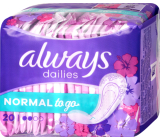 Always Dailies Singles To Go Normal Fresh Scent slipové intimní vložky 20 kusů