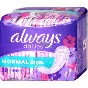 Always Dailies Singles To Go Normal Fresh Scent slipové intimní vložky 20 kusů