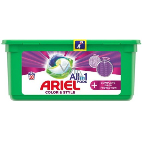 Ariel All in 1 Pods Color & Style Complete Fiber Protection gelové kapsle na praní barevného prádla 30 kusů 756 g