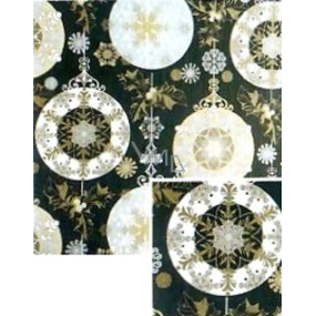 Nekupto Dárkový balicí papír vánoční 70 x 200 cm Černý stříbrné, zlaté koule