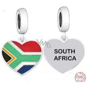Charm Sterlingové stříbro 925 Jihoafrická republika vlajka - srdce, přívěsek na náramek cestování