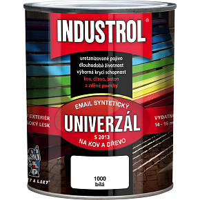 Industrol S2013 univerzál lesk vrchní barva na kov a dřevo, 1000 bílá, 600 ml