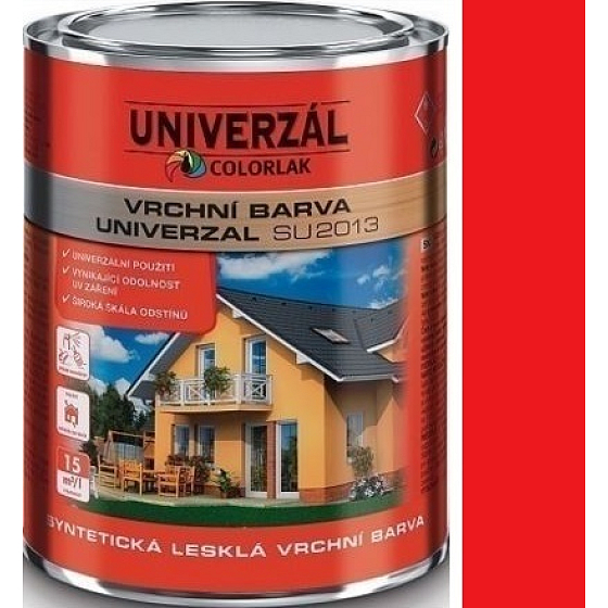 Colorlak Univerzal SU2013 syntetická lesklá vrchní barva Červená ohnivá 0,35 l