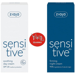 Ziaja Sensitive Skin zklidňující denní krém redukující podráždění 50 ml + Sensitive Skin zpevňující noční krém redukující podráždění 50 ml, duopack