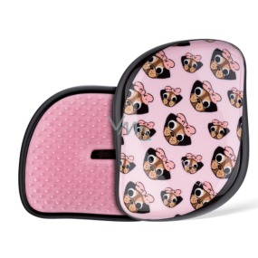 Tangle Teezer Compact Profesionální kompaktní kartáč na vlasy, Pug Love - černo-růžový s pejsky