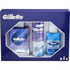 Gillette Series Cool Wave Fresh voda po holení 100 ml + Endurance Cool Wave antiperspirant deodorant gel 70 ml + Series 3 x Action Sensitive Cool gel na holení 200 ml, kosmetická sada pro muže