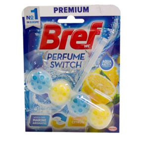 Bref Perfume Switch Marine-Citrus WC blok s vůní svěžesti a citrusu efekt změny vůně 50 g
