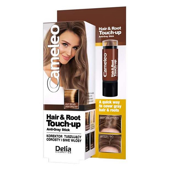 Delia Cosmetics Cameleo Hair & Root Korektor zakrývá kořeny a šedé vlasy Light Brown 4,6 g
