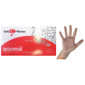 Safe Worker Boorne Rukavice vyšetřovací, vinyl, nepudrované, nesterilní, velikost S, box 100 kusů