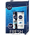 Nivea Men Fresh Sensitive sprchový gel 250 ml + Black & White Fresh antiperspirant sprej 150 ml + Men krém 30 ml, kosmetická sada pro muže