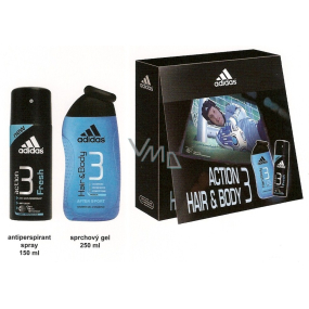 Adidas Action 3 Fresh antiperspirant deodorant sprej 150 ml + sprchový gel 250 ml, pro muže kosmetická sada