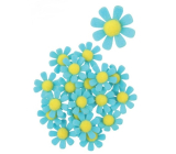 Květy z filcu s lepíkem modré dekorace 3,5 cm v krabičce 18 kusů