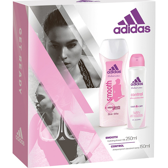 Adidas Control antiperspitant deodorant sprej pro ženy 150 ml + Smooth sprchový gel 250 ml, kosmetická sada