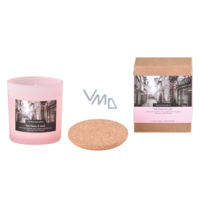 Arome Aroma Sensation Pink Peony and Litchi vonná svíčka ve skle s korkovým víčkem 7,5 x 8,5 cm 340 g