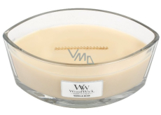 WoodWick Vanilla Bean - Vanilkový lusk vonná svíčka s dřevěným širokým knotem a víčkem sklo loď 453 g
