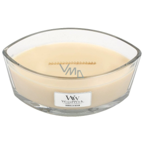 WoodWick Vanilla Bean - Vanilkový lusk vonná svíčka s dřevěným širokým knotem a víčkem sklo loď 453 g