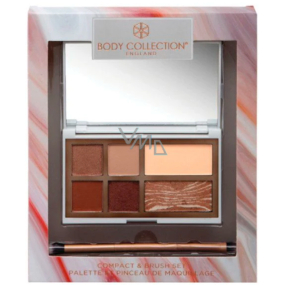 Body Collection Compact & Brush Set oční síny 6 g + pudr 2,5 g + rozjasňovač 2,5 g + kosmetický štětec 1 kus, kosmetická make-up kazeta