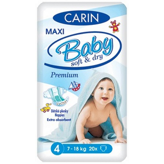 Carin Baby Soft & Dry Maxi 4, 7 -18 kg plenkové kalhotky 20 kusů