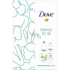 Dove Beauty for All Refreshing vyživující sprchový gel 250 ml + Invisible Dry antiperspirant deodorant sprej 150 ml, kosmetická sada pro ženy