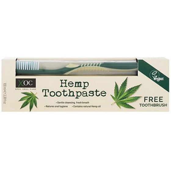 Xoc Hemp Toothpaste zubní pasta s konopným olejem 100 ml + zubní kartáček 1 kus