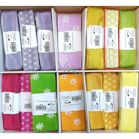 Ditipo Stuha látková Flora světle žlutá s bílými puntíky 3 m x 25 mm