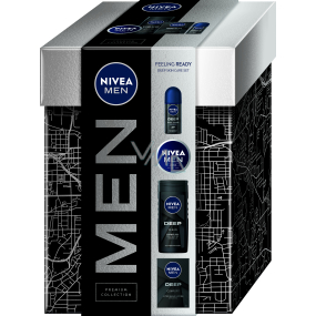 Nivea Men Feeling Ready Deep voda po holení 100 ml + Deep Clean sprchový gel 250 ml + Creme krém 75 ml + Deep kuličkový antiperspirant roll-on 50 ml, kosmetická sada pro muže