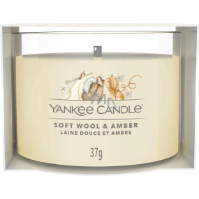 Yankee Candle Soft Wool & Amber - Jemná vlna a ambra vonná svíčka votivní sklo 37 g