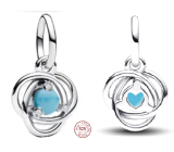 Charm Sterlingové stříbro 925 Tyrkysový kruh věčnosti prosinec, přívěsek na náramek symbol