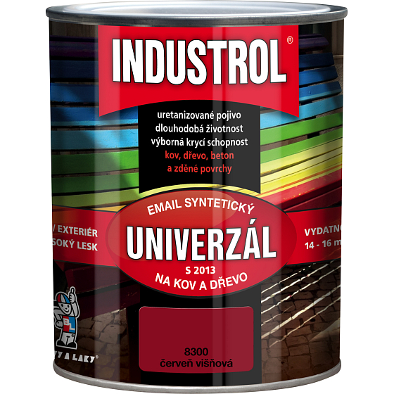 Industrol S2013 univerzál lesk vrchní barva na kov a dřevo, 8300 červeň višňová, 600 ml